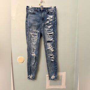 American Eagle Outfitters Ripped Blue Skinny Jeans